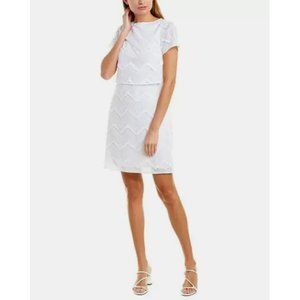 NWT Womens Size 10 Sail To Sable Chevron Fringe Tone-on-Tone Sheath Mini Dress